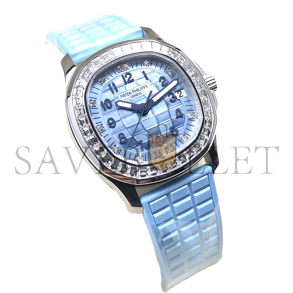 P**ek Ph**ppe aquanaut 18ct white gold blue mop watch 5072g-001